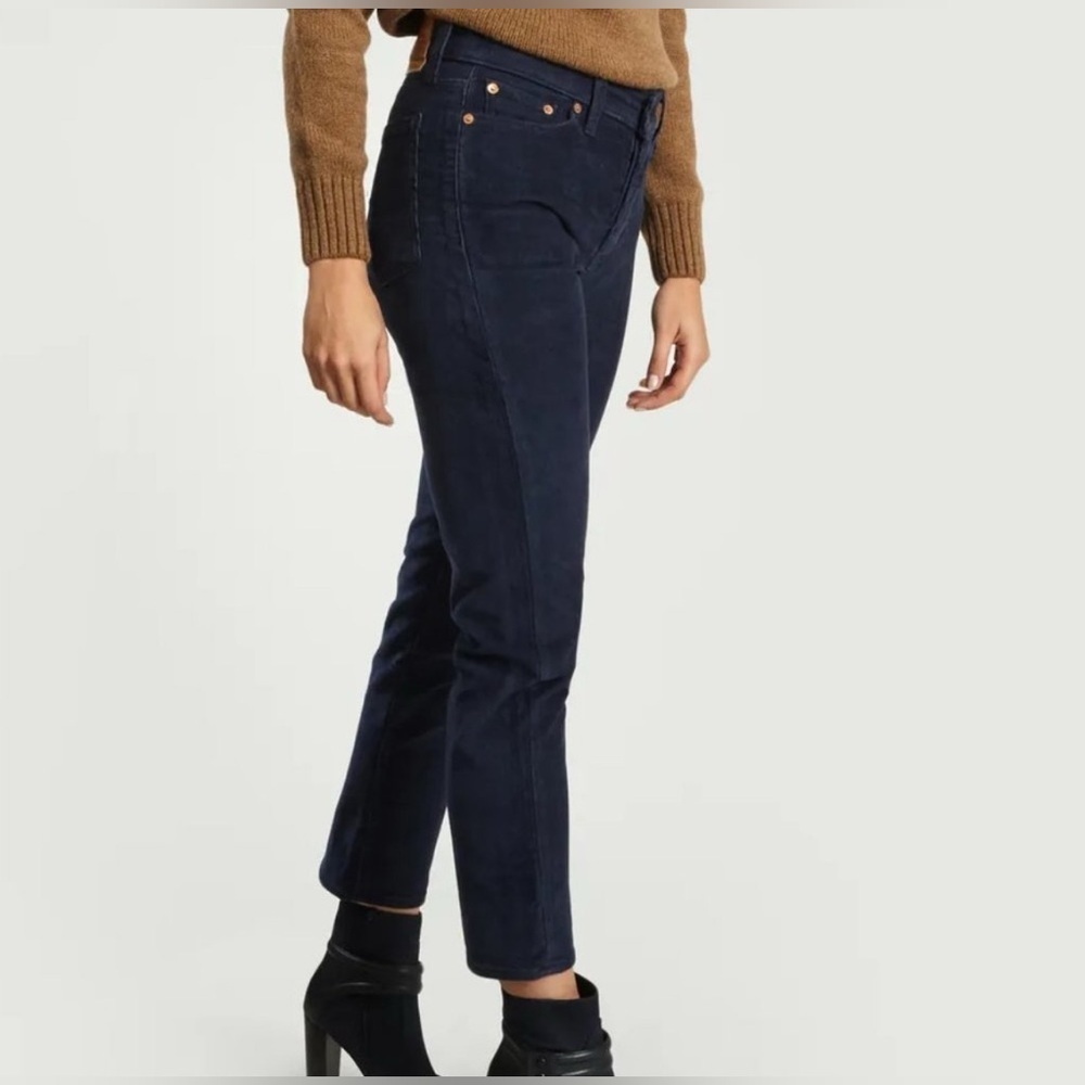 Levi’s Premium Wedgie Straight Corduroy Pants • Sz 27 • Muted Slate Blue